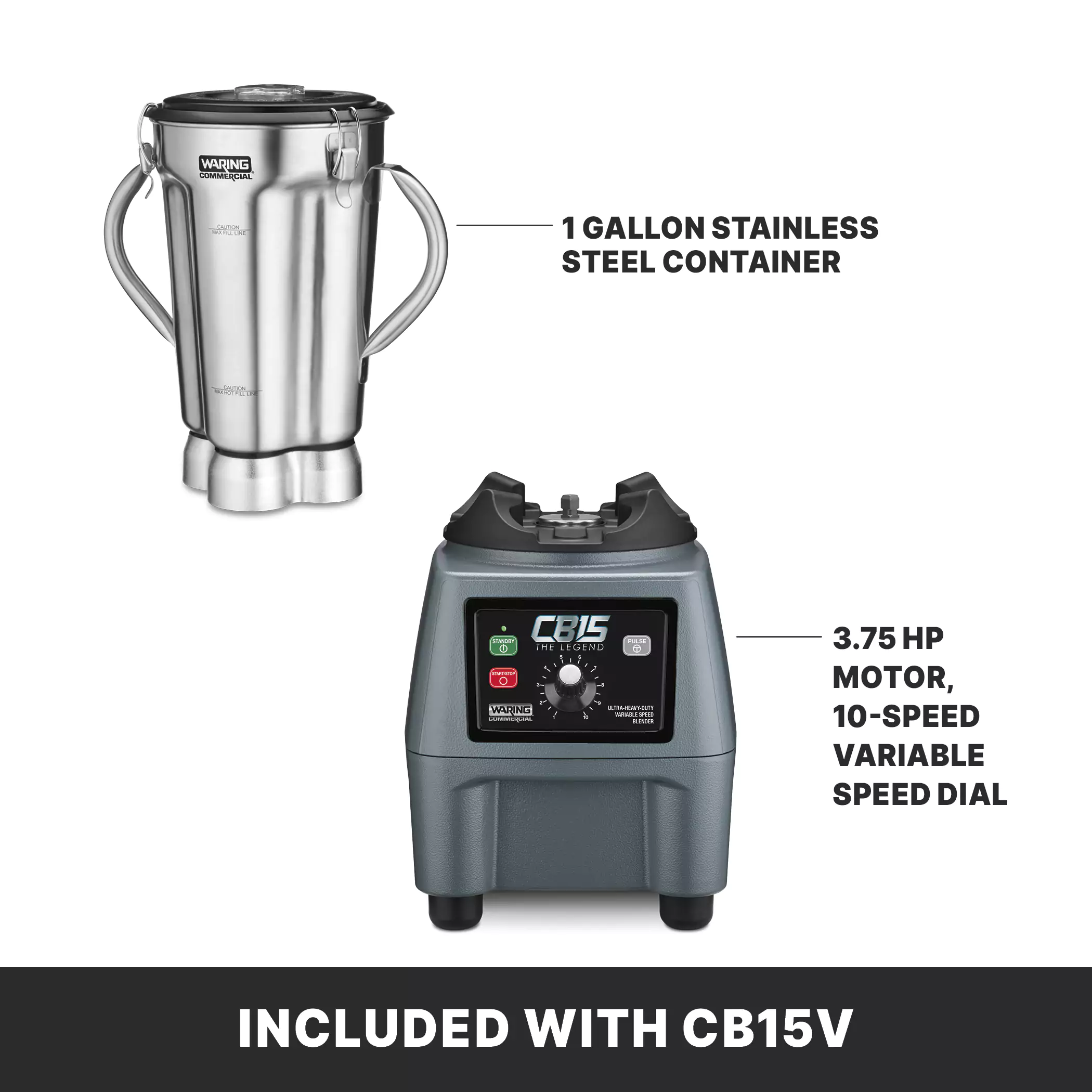 The Legend One-Gallon Food Blender with Variable-Speed and Stainless Steel Container
